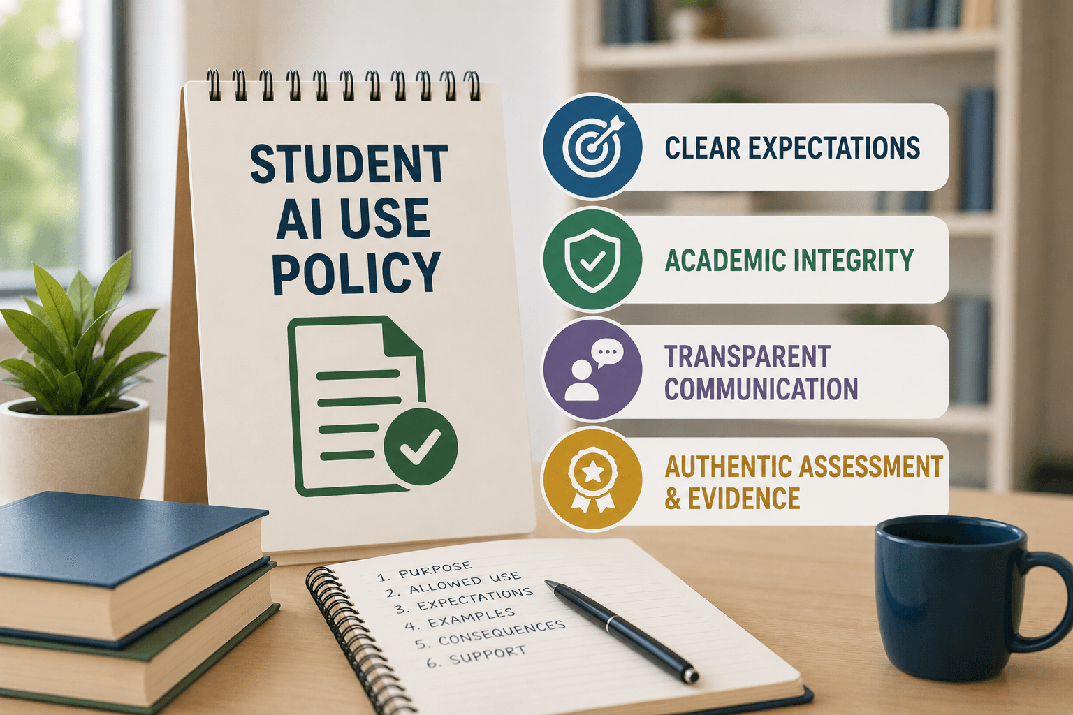 An educator designing an AI use policy around authentic assessment and evidence of understanding